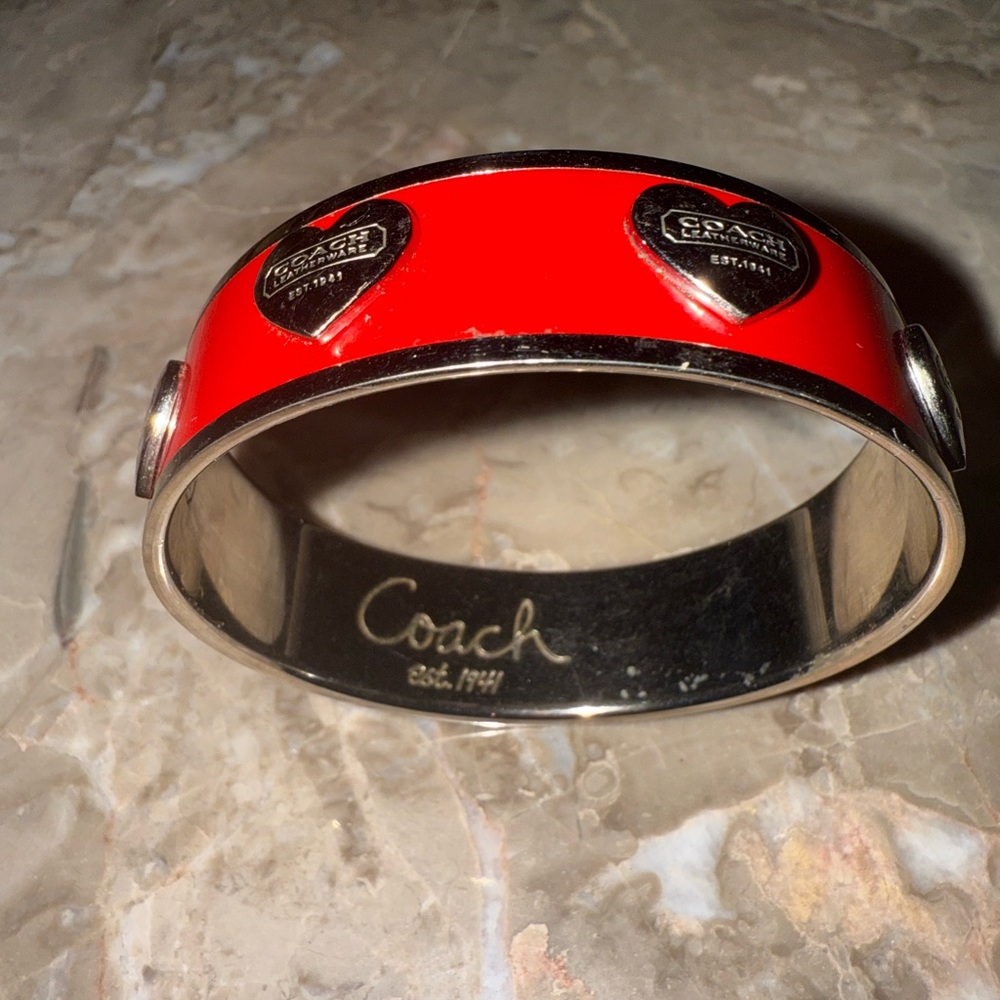 Coach Red Heart Charm Bangle